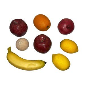 Lot 8 Plastic Fruit Home Decor Staging Banana Apple Lemon Orange Pomegranate